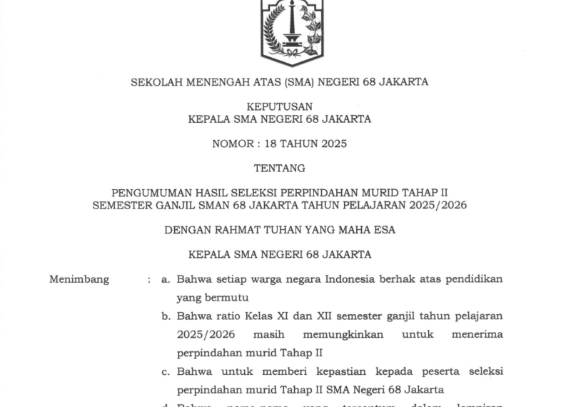 HASIL SELEKSI PERPINDAHAN MURID TAHAP…
