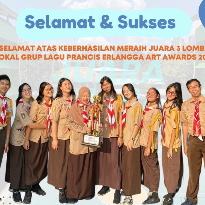 SMAN 68 Jakarta meraih  juara 3 Lomba Vokal Grup Lagu Prancis Erlangga Art Awards 2023