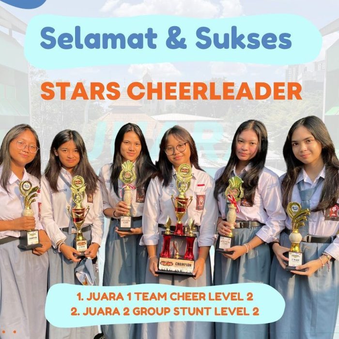 Stars Cheerleader SMAN 68 Jakarta Raih Juara 1 Team Cheer Level 2 dan Juara 2 Group Stunt Level 2!